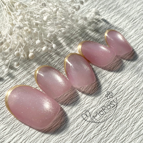 マグネットネイル ブライダルネイル 結婚式 ミラーフレンチ ネイルチップ MOROSY243☆マグネット ネイル チップ シンプル 普段使い オフィス