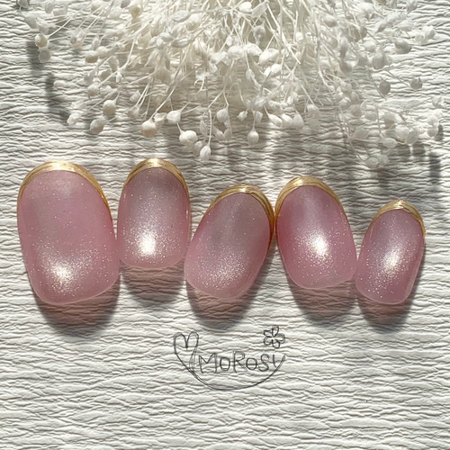 ミラーフレンチ×マグネット♡ネイルチップ ネイルチップ マグネットネイル ミラーネイル フレンチ シンプル