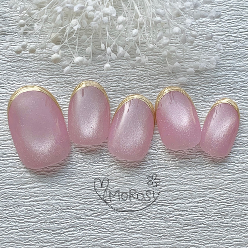 【310】オーダー❉ピーチピンク シンプル　普段使い ガラスマグネットネイル 310】オーダー❉ピーチピンク シンプル 普段使い ガラス