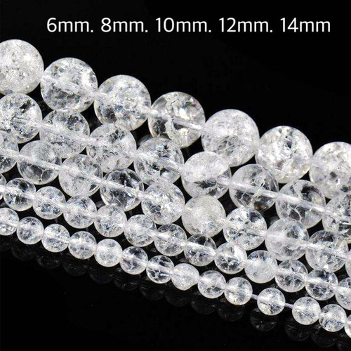 天然石 クラック水晶 14mm/12mm/10mm/8mm/6mm玉 ブレスレット