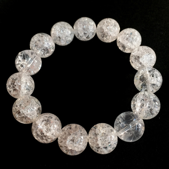 天然石　クラック水晶　14mm/12mm/10mm/8mm/6mm玉　ブレスレット　数珠　水晶　 1枚目の画像