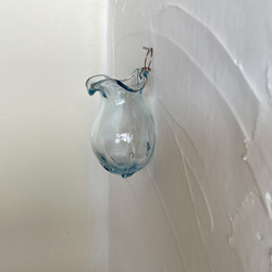 シンプル・つぼみペタル・ガラス壁掛け(ライトブルースモーク)スモークステンレスワイヤー 6枚目の画像