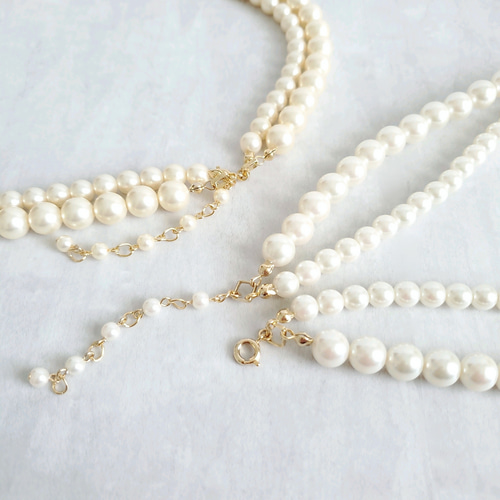 2連パールネックレス / ピアスorイヤリング2点set［結婚式 入学式