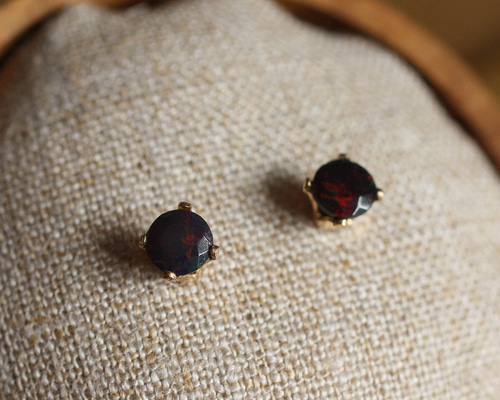 No. 608 ブラックオパールのポストピアス（14KGF, 5mm） ピアス 