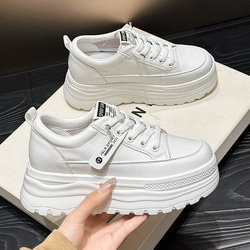本革の白い靴は軽くて厚底が高くなって足が小さく見える靴  2カラー  W113 6枚目の画像