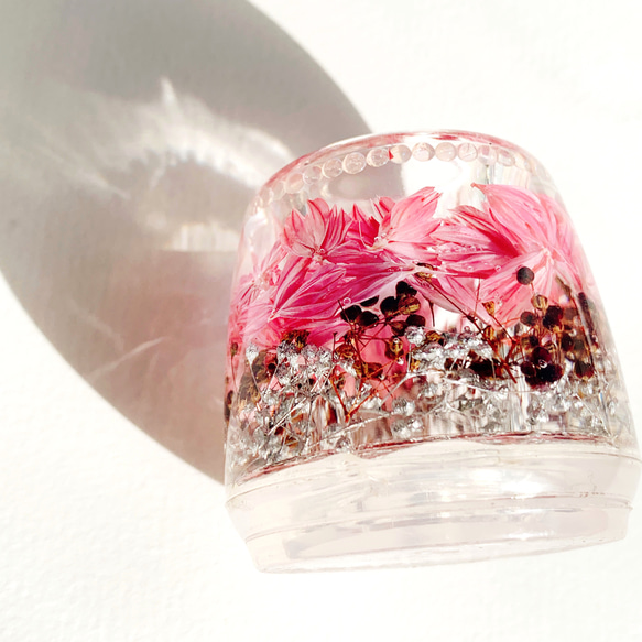 彩るハーバリウム  ペン立て 【jewelry flower ピンク】歯ブラシ立て 印鑑立て 1枚目の画像