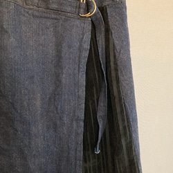 岡山デニム　国産デニム　巻きスカート　ラップスカート  デニム　セルビッジデニム　ネイビー　ロングスカート　スカート　 2枚目の画像