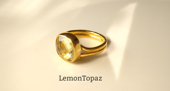 最新作☆『煌めくLemonTopaz』の世界でひとつの天然石リング 2枚目の画像