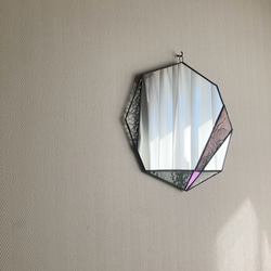 ✴︎:.｡.グリーン×ホワイトの八角形の鏡♪（Size20/Max21） ステンド
