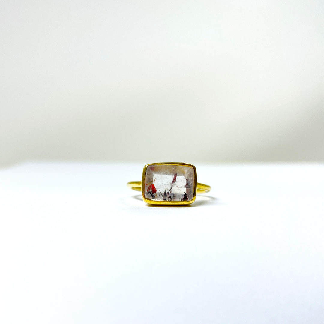 一点限定品：レピドクロサイト・マーカサイトinクォーツリング