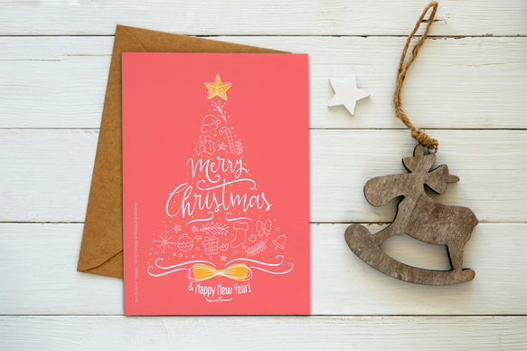 聖誕卡片_粉紅耶誕【CM18024】洛可可草莓 WELKIN手創明信片 第3張的照片