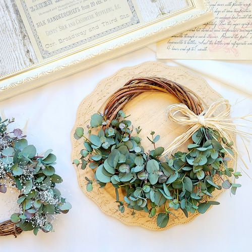 ユーカリと薔薇のリース　ドライフラワーリース 2タイプから選べる ユーカリのナチュラルリース ドライフラワー リース