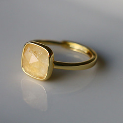 天然石　シトリン　真鍮　リング　Brass　Ring　指輪　フリーサイズ　14号前後 2枚目の画像