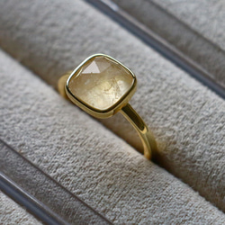 天然石　シトリン　真鍮　リング　Brass　Ring　指輪　フリーサイズ　14号前後 4枚目の画像