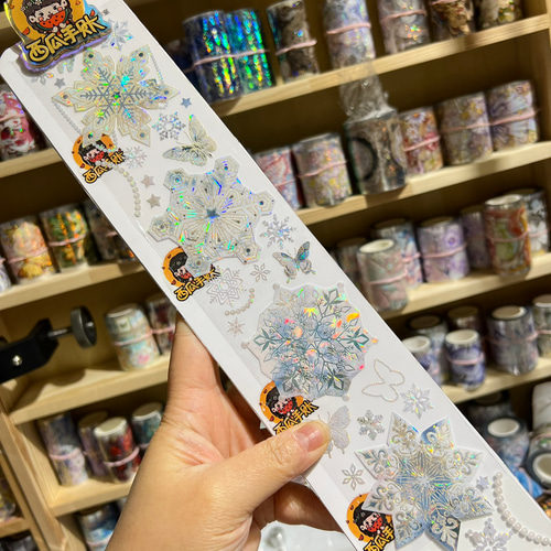 海外 PETテープ マステ♡まとめ売り creampeach 海外PETテープ 切り売り 初雪羨夢 スノーフレーク 海外マステ
