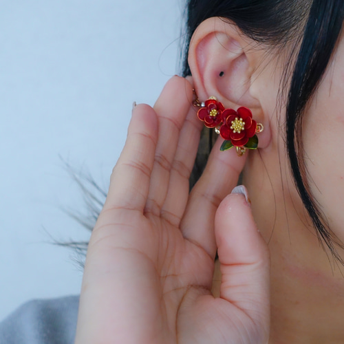 凛 RIN ピアス レディース 椿 ツバキ 花 フラワー かわいい 上品