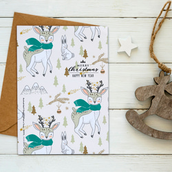 麋鹿與兔【CM18061】洛可可草莓 WELKIN手創明信片聖誕卡片 第3張的照片