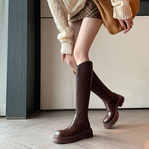 秋冬レディース本革靴お洒落シューズ快適ブーツ長靴22cm～25cm 2