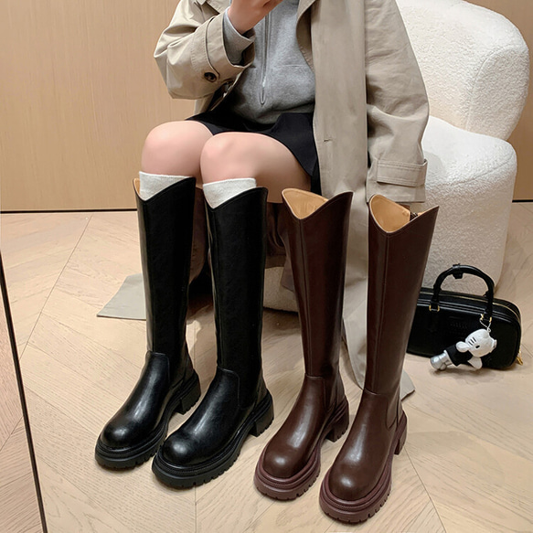 秋冬女式真皮鞋時尚鞋舒適靴子雨靴 22 公分-25 公分 2 色 #893⭐免運費⭐ 第1張的照片