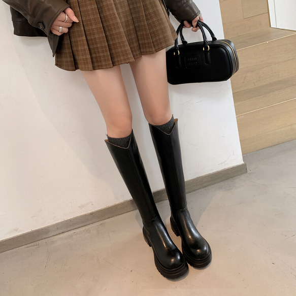 秋冬女式真皮鞋時尚鞋舒適靴子雨靴 22 公分-25 公分 2 色 #893⭐免運費⭐ 第19張的照片