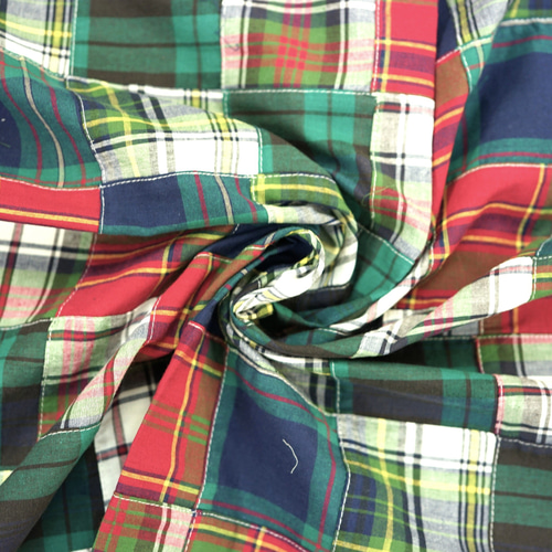 パッチワーク生地】マドラスチェック【JT-6】GREEN 105cm×50cm