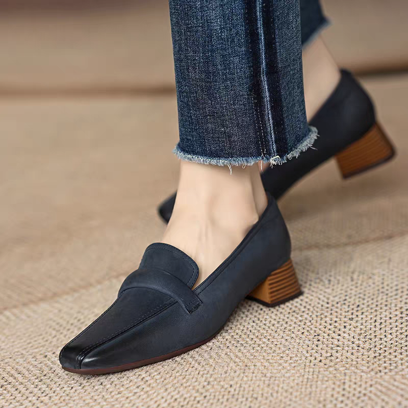 ローヒール パンプス 柔らかい 歩きやすい 走れる 長時間 疲れない ローヒール シューズ レディース靴 25.5 26