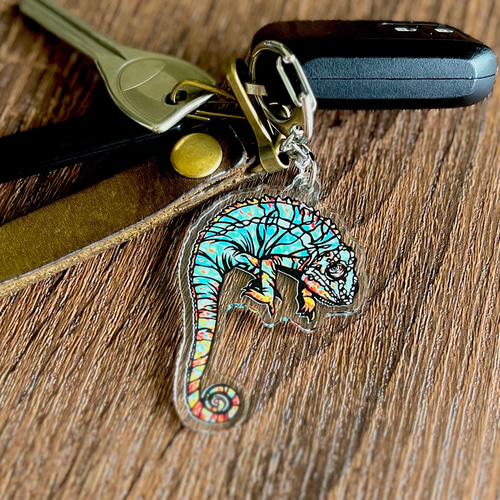 chame-leon -カメレオン キーホルダー【切り絵×ちぎり絵】アクリル