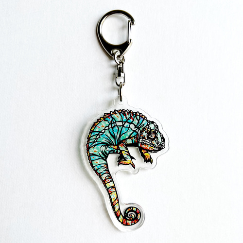 chame-leon -カメレオン キーホルダー【切り絵×ちぎり絵】アクリル