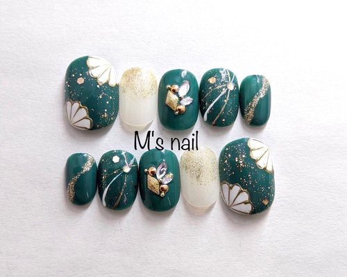 振袖グリーンフラワーオーダーチップ 着物和柄成人式卒業式