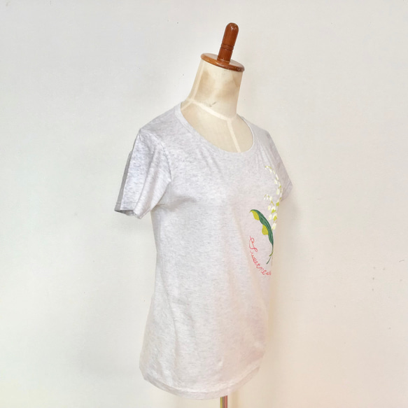 【受注生産】型染Tシャツ　5月誕生花スズラン 7枚目の画像