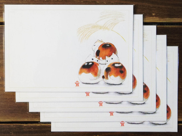 お月見団子ねこさんイラストポストカード・5枚セット 3枚目の画像