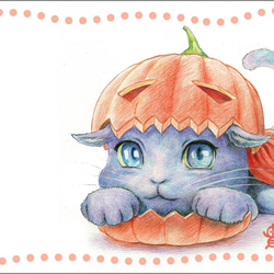 ハロウィンねこさん（#3）イラストポストカード・5枚セット 1枚目の画像