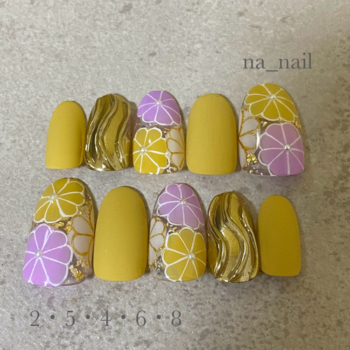 現品】和装 振袖 黄色 ネイルチップ ネイルチップ（つけ爪