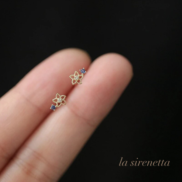 受注製作ピアス ＊ blue zirconia flower pierce 1枚目の画像