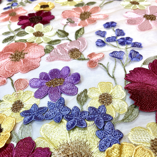 再入荷しました♡カラフルボタニカルフラワー レース生地 130cm×45cm