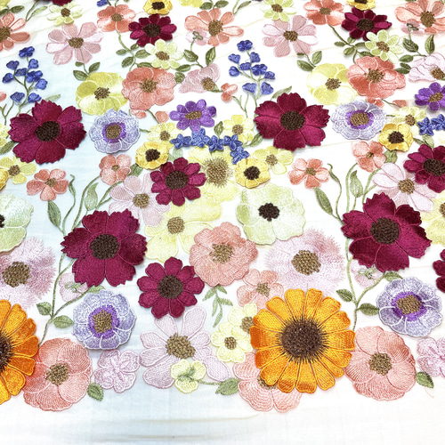 再入荷しました♡カラフルボタニカルフラワー レース生地 130cm