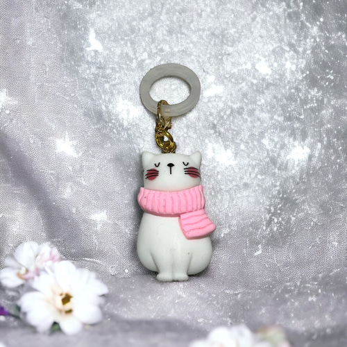 レジン ピンクフラワーと猫ちゃんのアンブレラマーカー 傘・日傘 Angel