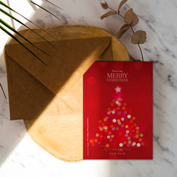 紅色霓虹耶誕樹【CM19004】洛可可草莓手創明信片 聖誕卡片含信封 第2張的照片