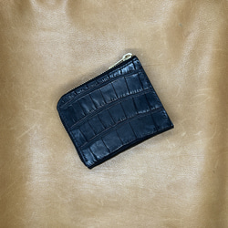 クロコダイル アリゲーター コンパクトウォレット ミニ財布 L字