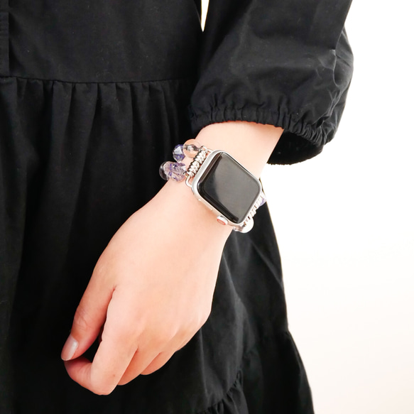 apple watch専用 ドライフラワービーズのアップルウォッチバンド/交換ベルト/ブレスレットデザイン 3枚目の画像
