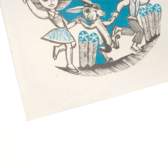 動物たちと踊る少年少女 リトアニア洋書 カルトン 戯画 イラスト図版 ヴィンテージペーパー 2003－22 5枚目の画像
