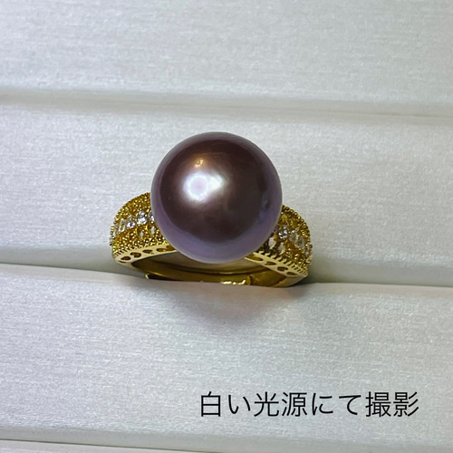R80112大珠 湖水本真珠 パープルブラウンSV925 ゴージャス パール 