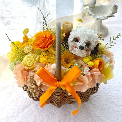 うちの子ワンちゃん猫ちゃんの花カゴ【受注制作】ペットのお供え