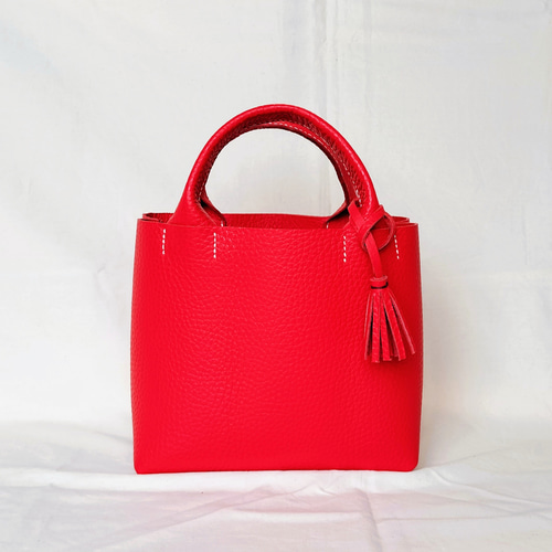 イタリアンレザー】手縫いのミニトートバッグ（コンパクト