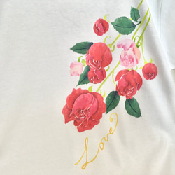 【受注生産】型染Tシャツ　6月誕生花バラ 2枚目の画像