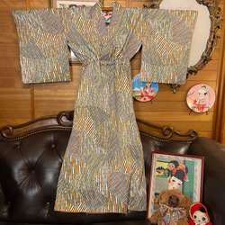 和洋折衷 古着 洗える 化繊 着物 和 ハンドメイド リメイク ワンピース ドレス 名古屋八寸帯　 KW-149 8枚目の画像