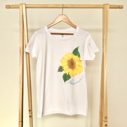 【受注生産】型染Tシャツ　8月誕生花ヒマワリ 3枚目の画像