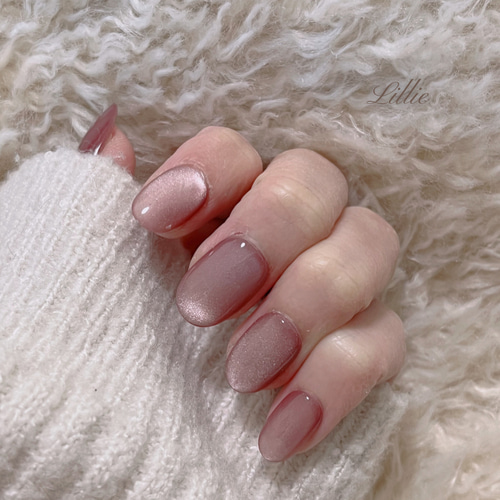 ピンクブラウンマグのネイルチップ ネイルチップ（つけ爪） Lillie