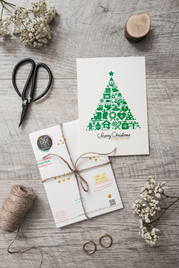 耶誕配件樹【92】洛可可草莓手創 卡片明信片含信封 第2張的照片