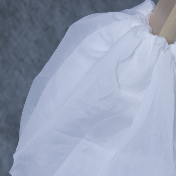 取り外し袖  パフスリーブ  オーガンジー  ウエディングドレス  オフホワイト 6枚目の画像